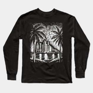 Florida Miami art in linear style Long Sleeve T-Shirt